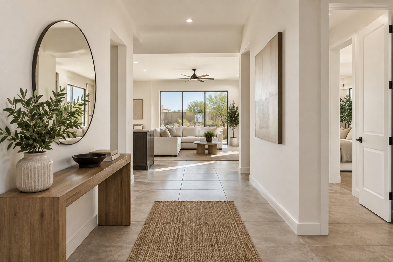 A bright Phoenix, AZ home interior, illustrative
